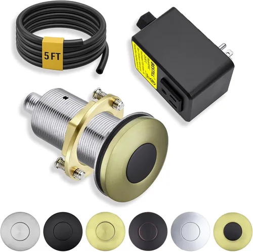 Vista 21 de BESTILL Kit de Interruptor de Aire para Triturador de Basura - Certificado UL, Latón 2.95" Corto para Parte Superior del Fregadero, Botón de Níquel