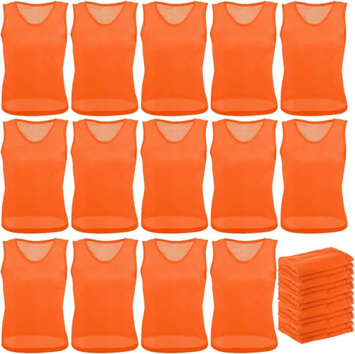 Vista 6 de Newcotte 24 piezas Pinnies Scrimmage Chalecos de práctica en equipo Jersey de malla de nailon Pennies para fútbol, baloncesto y deportes
