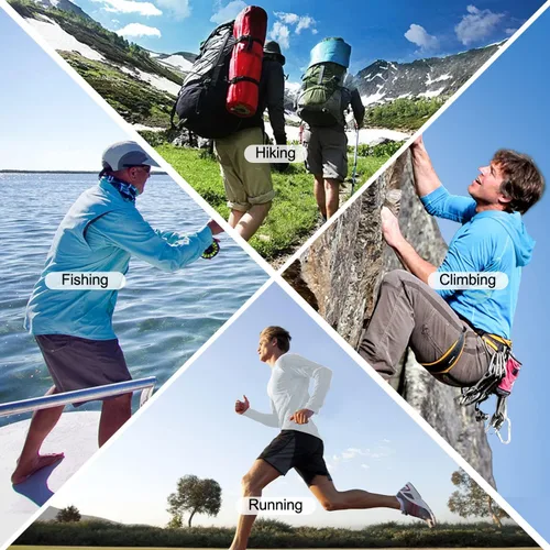 Vista 4 de Roadbox - Camisetas de pesca para hombres, FPU +50, de manga larga, con protección solar, con máscarasin máscara, para uso en exteriores, senderismo