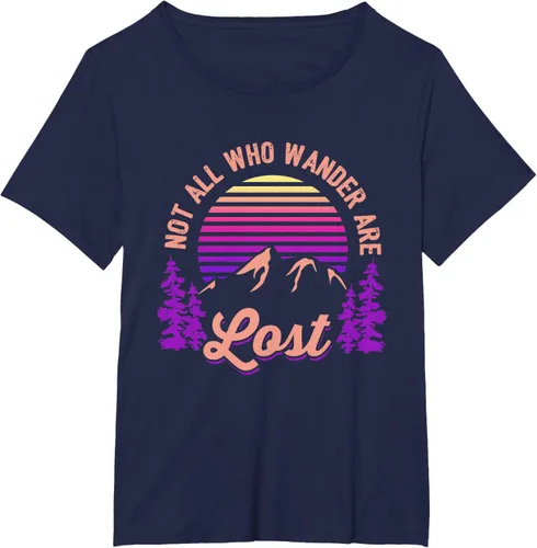 Vista 17 de Not All Who Wander Are Lost Vintage Mountains - Camiseta de senderismo, Negro, S