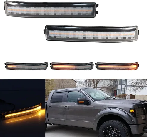 Vista 7 de Para 2009 2010 2011 2012 2013 2014 Ford F150 y 2010-14 SVT Raptor Luces de Señal Intermitente de Espejo Lateral Secuencial LED Lentes Ámbar