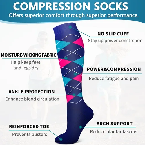 Vista 54 de Bluemaple 6 Pack Copper Compression Socks for Women and Men Circulation-Best Support for Medical, Running,Nursing,Athletic
