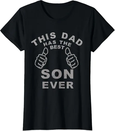 Vista 46 de Camiseta con texto en inglés "This Dad Has the Best Son Ever", regalo del día del padre, Negro
