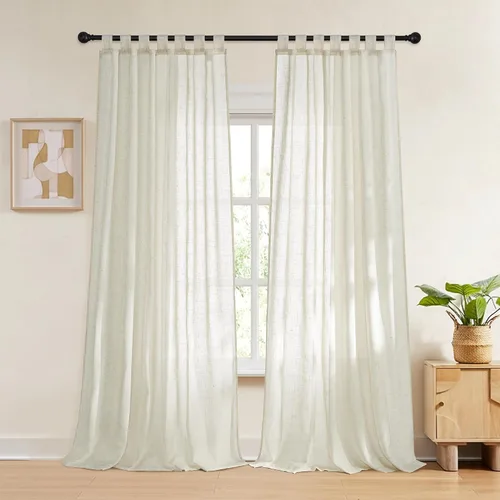 Vista 11 de RYB HOME - Cortinas de lino con textura transparente, 2 paneles