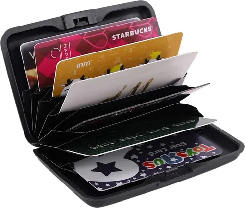 Vista 5 de Elfish.- Funda protectora de aluminio contra RFID, para tarjetas de crédito, carcasa rígida para tarjetas de presentación, cartera de metal