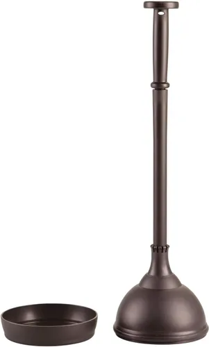 Vista 7 de mDesign Hyde Collection - Juego de émbolo de inodoro de plástico con tapa de elevación y bloqueo, soporte de almacenamiento independiente compacto