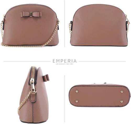 Vista 3 de Emperia AvaEva - Bolso cruzado de piel sintética para mujer, bolsas para hombros, bolso Saffiano miniatura estilo domo
