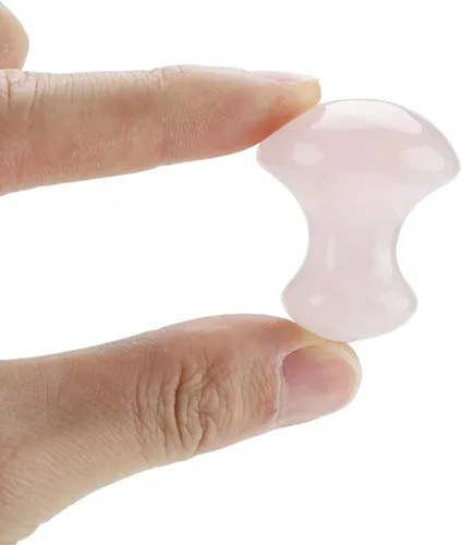 Vista 4 de Walfront Sha Tools - Masajeador facial con forma de hongo rosa, pinzón rosa, rodillo de jade de cuarzo rosa, herramienta de masaje de cristal