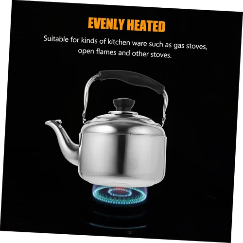 Vista 4 de YARNOW Hervidor de té de acero inoxidable, hervidor de té silbido en la parte superior de la estufa, tetera para estufa, mango ergonómico