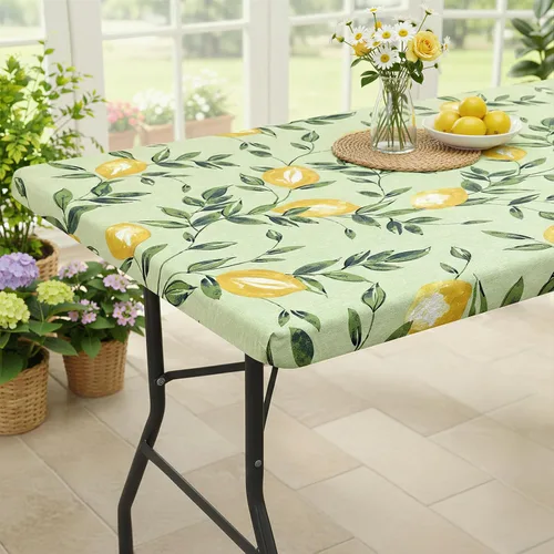 Vista 27 de Smiry Mantel cuadrado para mesa de pícnic, impermeable, elástico, ajustable, para campamento, protector de vinilo con parte trasera de franela Beige