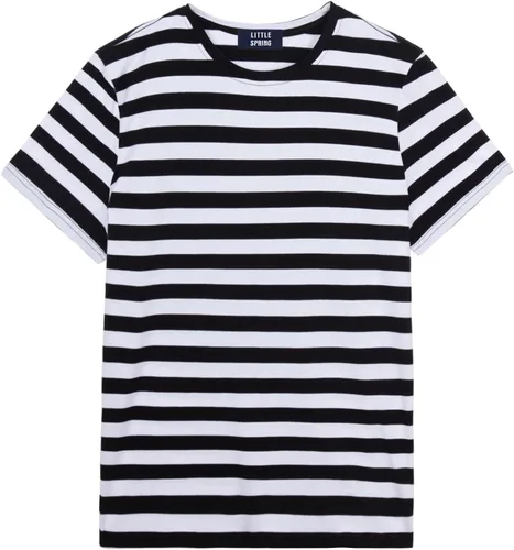 Vista 9 de LittleSpring Camisetas de manga corta con cuello redondo y rayas de algodón para Negro y rojo