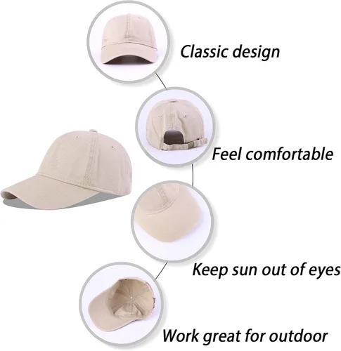 Vista 7 de LANGZHEN Unisex Baseball Cap 100% Cotton Fits Men Women Washed Denim Adjustable Dad Hat