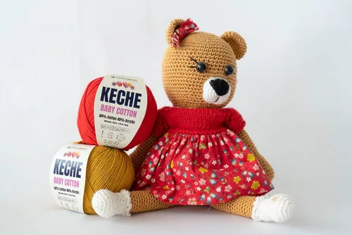 Vista 5 de Keche Hilo de Algodón, 60% Algodón 40% Hilo Acrílico, Hilo de Algodón Suave para Crochet y Tejer, Hilo Amigurumi 1 Madeja/Bola 1.76 Oz (50g) / 180