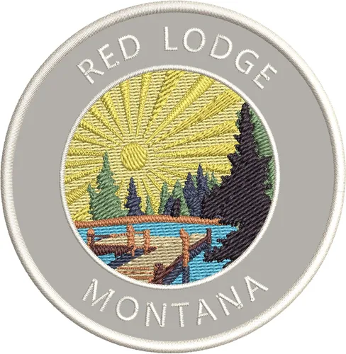 Vista 4 de Lake Dock - Red Lodge - Montana - Parche decorativo bordado de 3.5 pulgadas, para planchar o coser, para vacaciones, aventura, tema novedoso