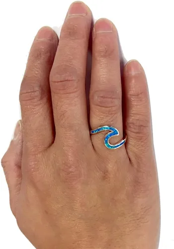 Vista 5 de Oxford Diamond Co Anillo de plata de ley 925 con diseño de onda, tamaños 2 12. Elige tu color.