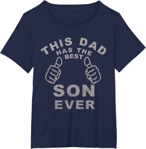 Vista 15 de Camiseta con texto en inglés "This Dad Has the Best Son Ever", regalo del día del padre, Negro