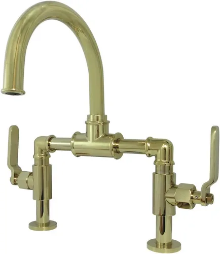 Vista 15 de Kingston Brass KS2173KL Whitaker - Grifo de baño de estilo industrial con drenaje emergente, latón antiguo