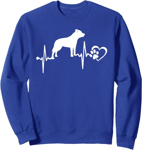 Vista 4 de Staffordshire Bull Terrier Dog Paw Heartbeat Funny Puppy Sweatshirt Negro