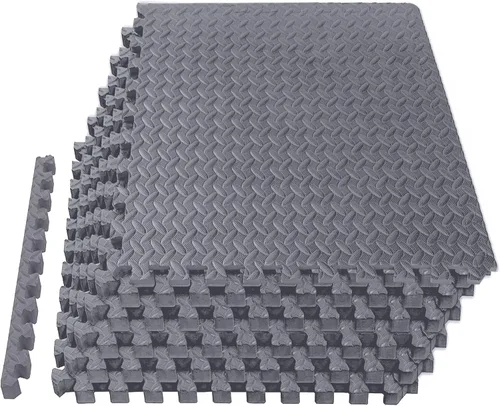Vista 10 de Mat Block Piezas de espuma entrelazadas de rompecabezas de 24 pies cuadrados, 1/2 pulgada, 6 piezas, tapete de espuma EVA para equipo de ejercicio