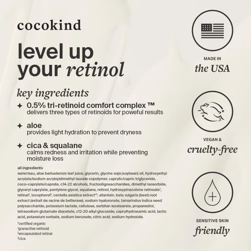 Vista 8 de Cocokind Gel de retinol avanzado 0.5%, mejora la apariencia de líneas finas y textura desigual sin irritación, aloe y cica para prevenir