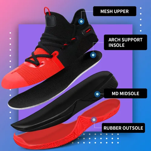 Vista 4 de WETIKE - zapatillas de básquetbol antideslizantes para niños y niñas, zapatillas para correr al aire libre (niños pequeñosniños grandes)