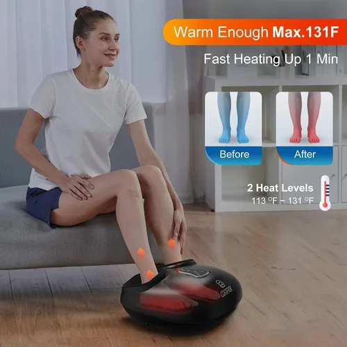 Vista 2 de COMFIER Shiatsu - Masajeador de pies con calor, vibración, máquina de masaje de pies de compresión rodante para fascitis plantar, tapete de masaje