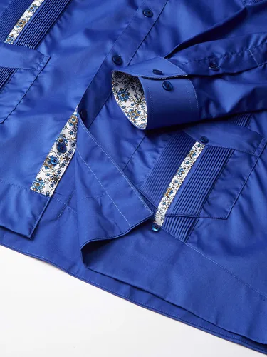 Vista 5 de Azaro Uomo Guayabera de manga larga estilo cubano bordado para hombre