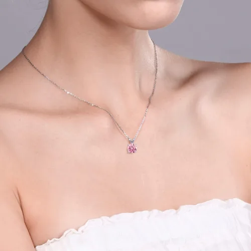 Vista 169 de Gem Stone King Collar con colgante solitario de plata de ley 925 de 0.236 in con piedra natal redonda Collar de 4 puntas para mujer Con cadena