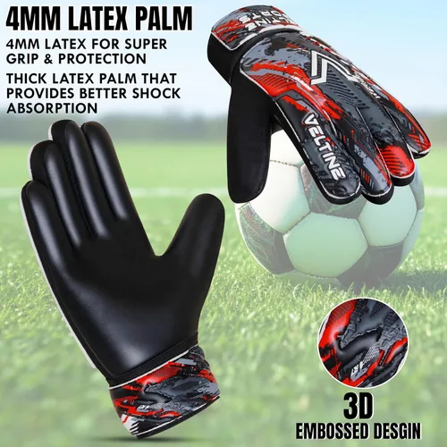 Vista 4 de Guantes de portero de fútbol para niños, jóvenes y adultos, guantes de portero de fútbol con protección doble en la muñeca y palmas de látex