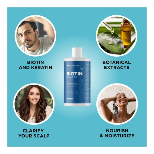 Vista 8 de Biotin Shampoo with Scalp Scrubber Set - Cepillo de champú para el cabello y exfoliante de silicona para el cuero cabelludo con champú voluminizador