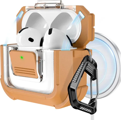 Vista 25 de RFUNGUANGO Funda para AirPods Pro 2, compatible con AirPods Pro de 2ª/1ª generación, compatible con MagSafe, bloqueo automático magnético con kit