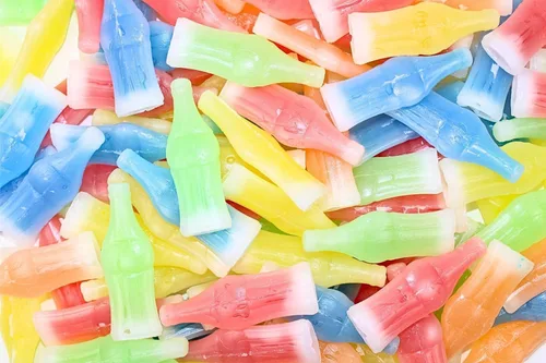 Vista 2 de Botella de cera de caramelo de 1 libra – Botella de jugo de cera nostálgica retro – Una bolsa a granel
