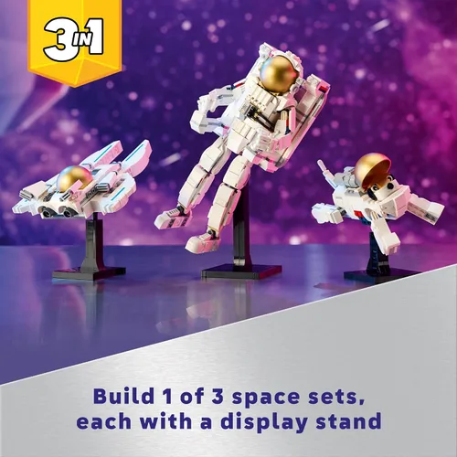 Vista 6 de LEGO Creator 3 en 1 Juguete de Astronauta Espacial, Set de Construcción que se Transforma de Figura de Astronauta a Perro a Jet Víbora, Idea
