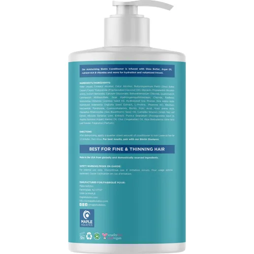 Vista 4 de Acondicionador de Biotina para Cabello Ralo - Acondicionador Voluminizador para Cabello Fino, Delgado y Débil - Sin Sulfatos, Parabenos y Silicona