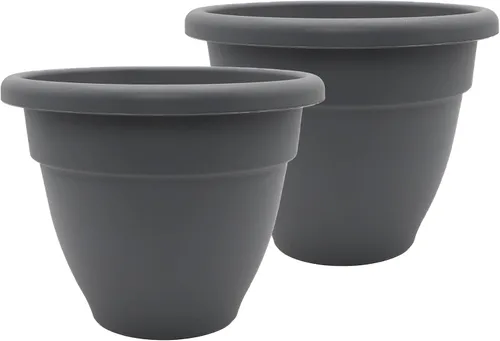 Vista 23 de The HC Companies, Caribbean - Maceta de plástico y ligera de 6 pulgadas para interiores y exteriores, maceta para hierbas y flores, color negro