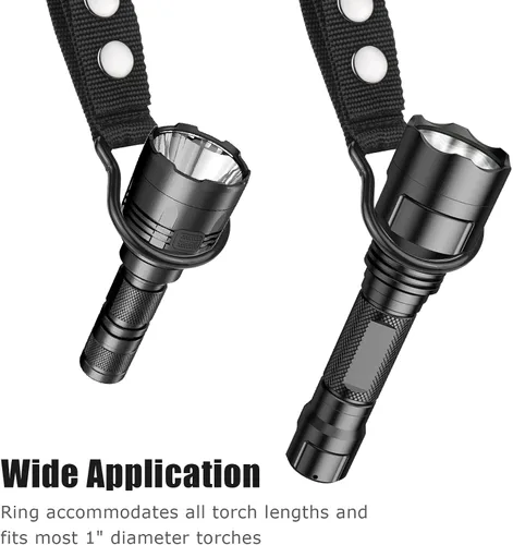 Vista 4 de UIInosoo - Soporte de anillo de linterna de nailon con doble clip para cinturón de servicio, mantiene la linterna de célula D/C