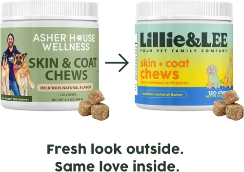 Vista 2 de Asher House Wellness Now Lillie & Lee - Masticables para la piel y el pelaje con Omega 3, 6, 9, aceite de pescado, biotina, golosinas masticables