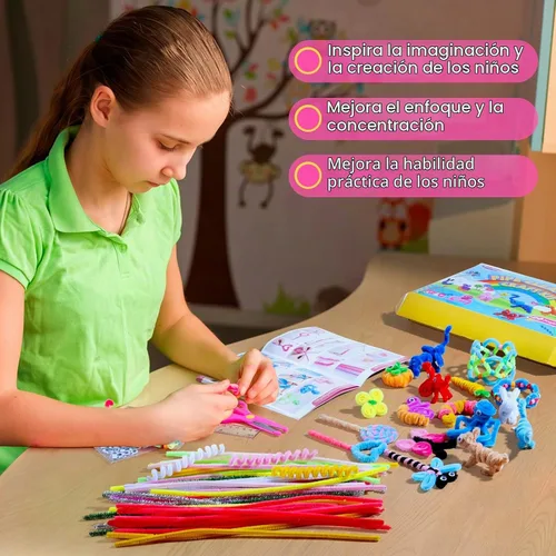 Vista 5 de 800pcs Pipe Cleaners Crafts Kit, 30 Colors Pipe Cleaners Bulk with 20 Guide 1.30 Multicolor