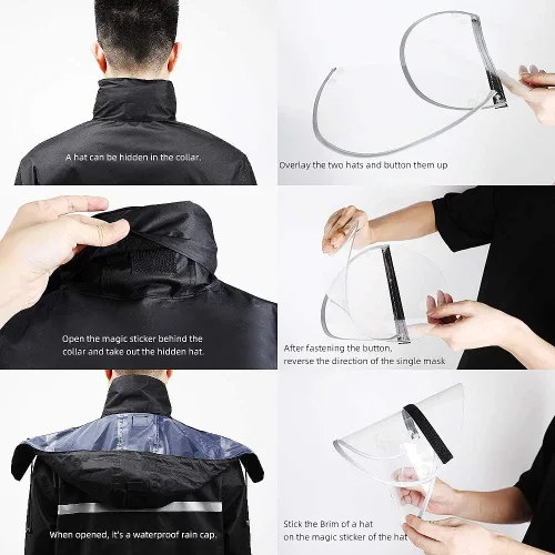 Vista 7 de iCreek Chaqueta y pantalón de lluvia unisex para exteriores impermeable antitormentas