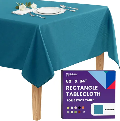 Vista 24 de Gee Di Moda - Mantel rectangular de 60 x 84 pulgadas – Mantel rectangular de poliéster lavable para mesa de 5 pies