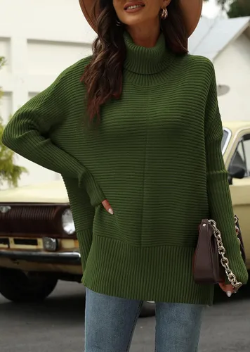 Vista 3 de EFAN Suéteres de gran tamaño con cuello alto para mujer, ropa de otoño, a la moda, suéter largo de punto, túnica de invierno 2025