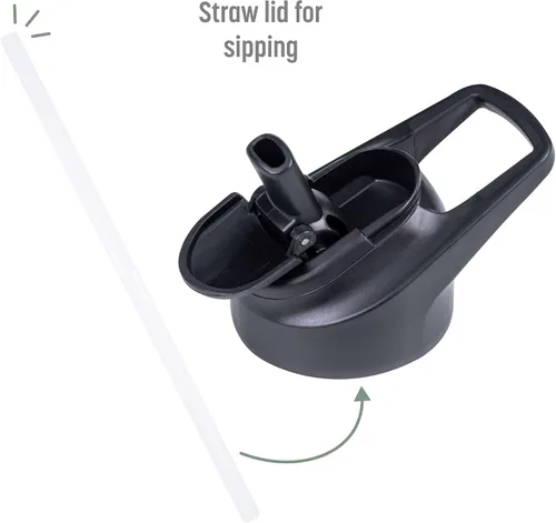 Vista 9 de Goodful Botella de agua de doble pared sellada al vacío, aislada con dos tapas intercambiables, tapas para beber o tragar, a prueba de fugas, boca