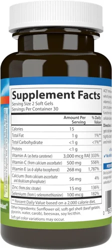 Vista 2 de Carlson ACES + Zn, Multivitamínico con zinc, salud celular, 60 cápsulas