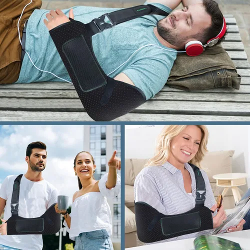 Vista 5 de KONSEDIK Cabestrillo para Brazo y Hombro para Hombres y Mujeres, Cabestrillo Médico Poroso Cómodo con Bolsillo y Almohadilla para el Hombro