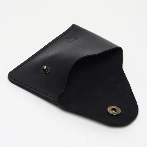Vista 6 de FOXHACKLE Cartera de cuero para hombre, Negro -, Mini