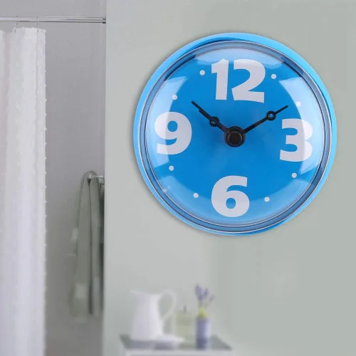 Vista 3 de Relojes de baño Reloj de pared de baño, reloj impermeable al aire libre Reloj impermeable Reloj de ducha, para baño cocina (azul)