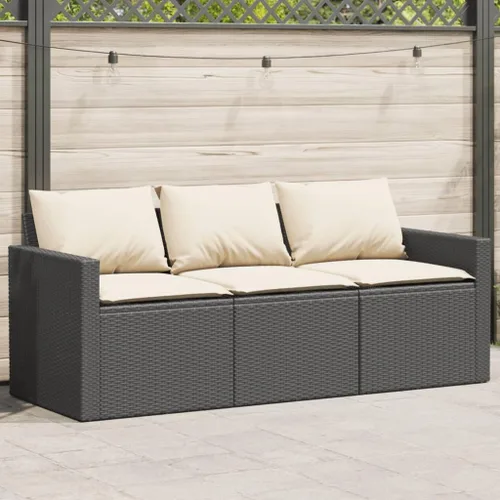 Vista 10 de Garden Sofa Brown PE Rattan 3-Seater Removable Covers Patio Sofa Poolside Seating for Garden Patio Brown-a