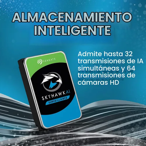 Vista 3 de Seagate Skyhawk AI - Disco duro interno de video de 10 TB - 3.5 pulgadas SATA 6Gb/s 256MB caché para sistema de cámara de seguridad DVR NVR
