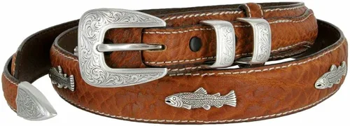 Vista 2 de Western - Cinturón de cuero genuino Bison Ranger de 1.378in cónicos a 0.748in de ancho, múltiples opciones