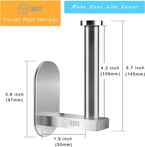 Vista 7 de QJUZ Soporte de papel higiénico adhesivo, soporte de papel higiénico para baño, cocina en la pared, soporte de papel higiénico, soporte cepillado